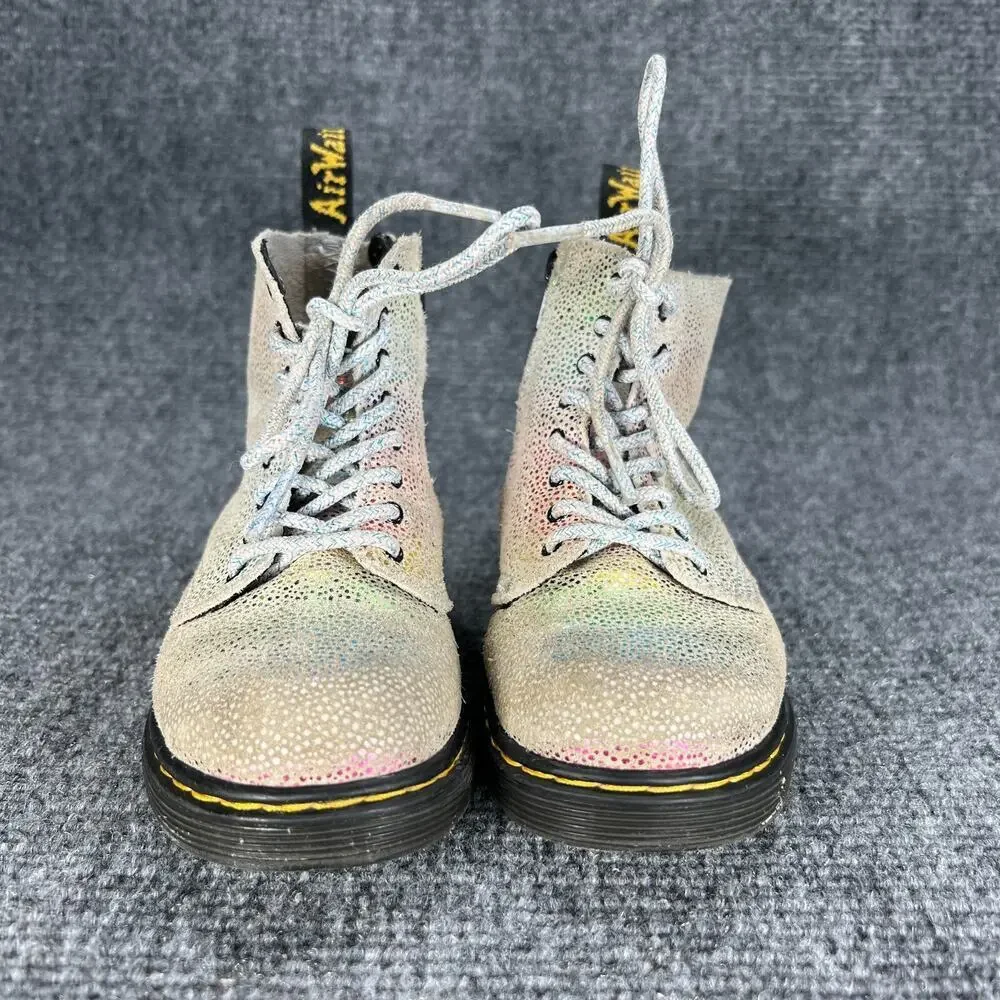 Dr. Martens Pascal T Boots Toddler Girls 10 Rainbow Glitter Suede Side Zip